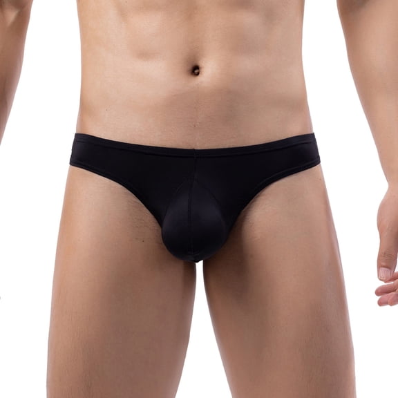 KaLI_store Boxer Briefs for Men Men's Underwear Briefs Pack Enhancing Ball Pouch Low Rise Bikini Briefs for Male Black,XXL