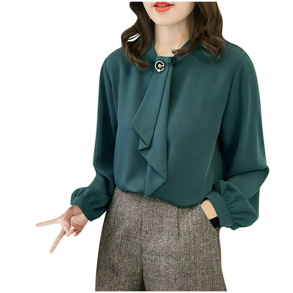 KaLI_store Button Down Shirts for Women Womens V Neck Striped Button Down Collared Roll up Sleeve Casual Tunic Shirt Blouse Tops Green,XXL