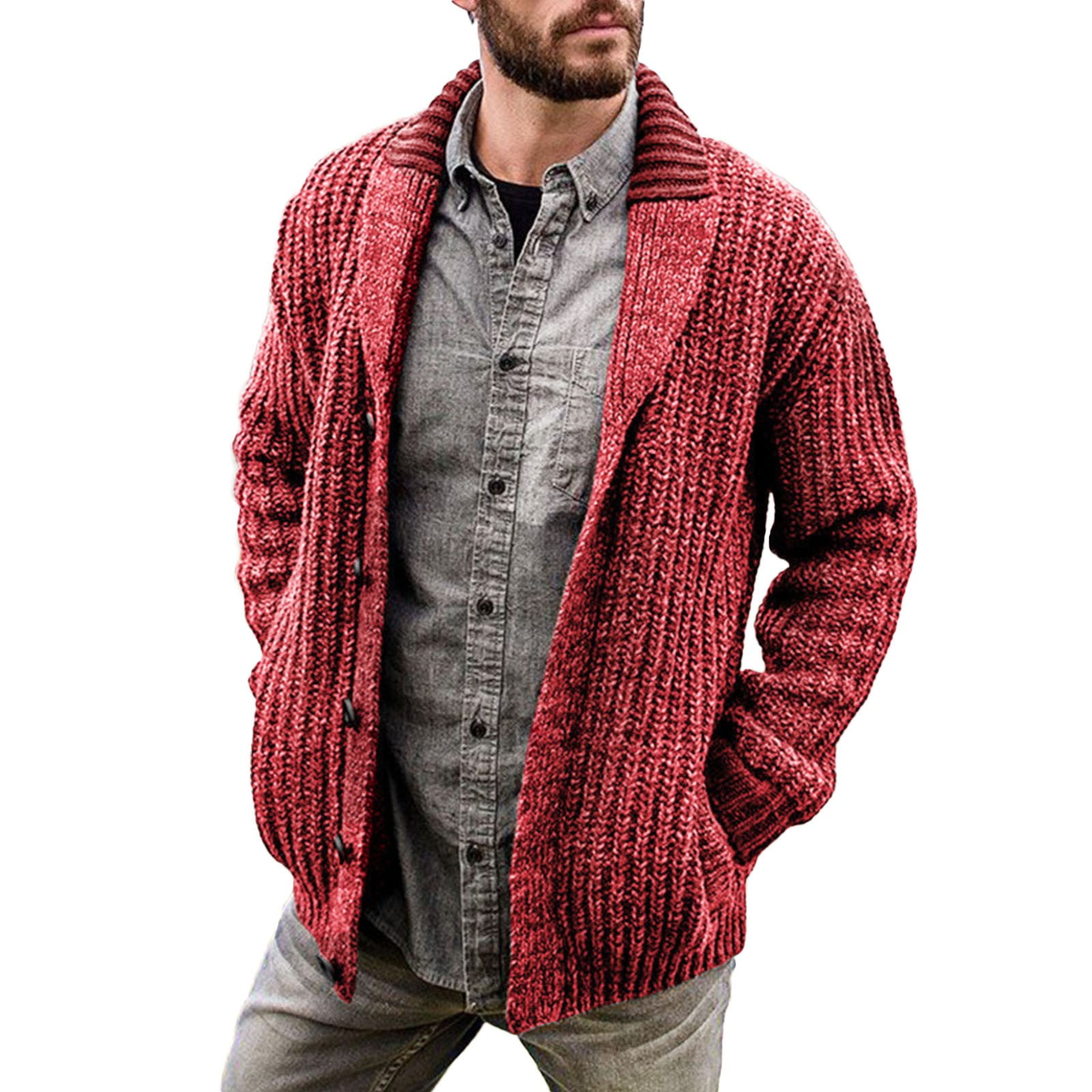 Vintage Men's Sweater - Red - XXL