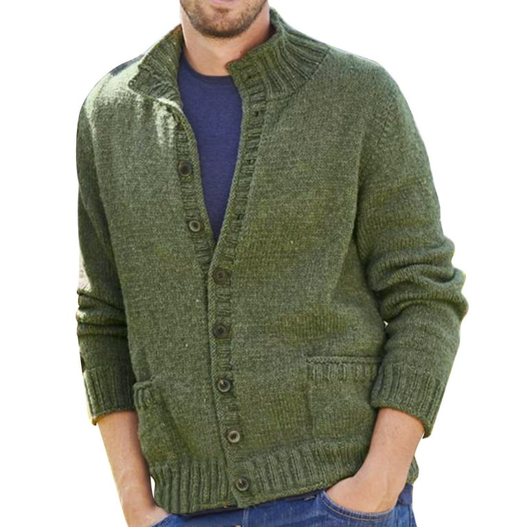 Men stylish solid button cardigan jacket sale