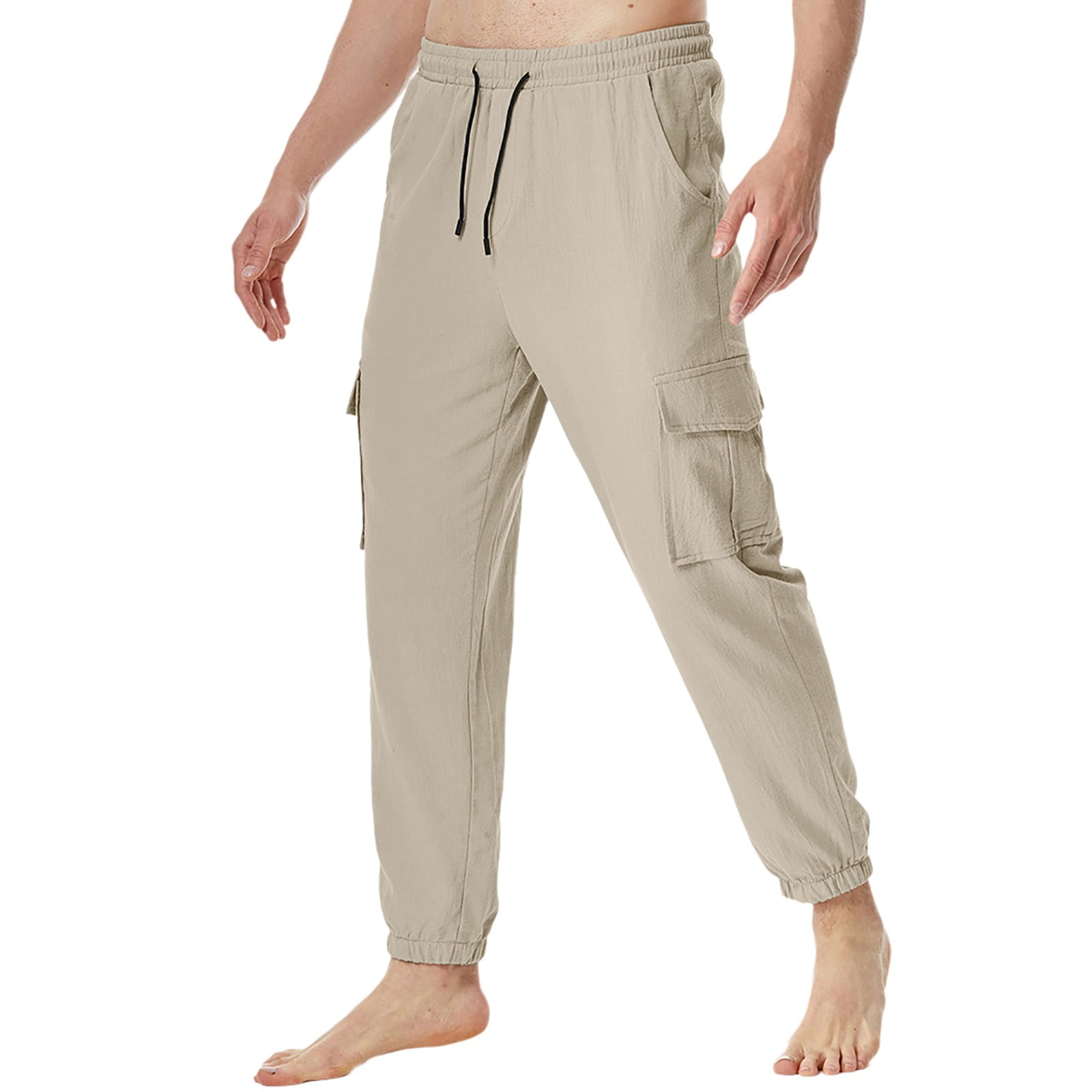 KaLI_store Men Sweatpants Mens Workout Pants Nylon Joggers Stretch Casual  Travel Pants Black,M