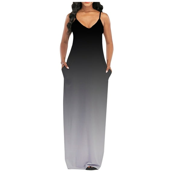 KaLI_store Casual Dresses for Women Womens Casual Beach Dress Round Neck Low Back Waist Swing Dresses Black,XXL