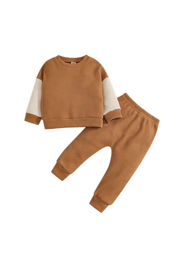 Cute Outfits Boys Pants Sets 2-Piece Hoodie Outfit Jogger Pants Set Coffee,5-7Years