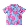 thumbnail image 1 of KaLI_store Cute Summer Tops Boys Girls Cotton V-Neck Tshirts Short Sleeve Tees for Kids Blue,12-18 Months, 1 of 5