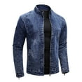 thumbnail image 1 of KaLI_store Denim Jacket for Man Men's Denim Jacket Ripped Long Sleeve Jean Jacket Coat Blue,4XL, 1 of 4