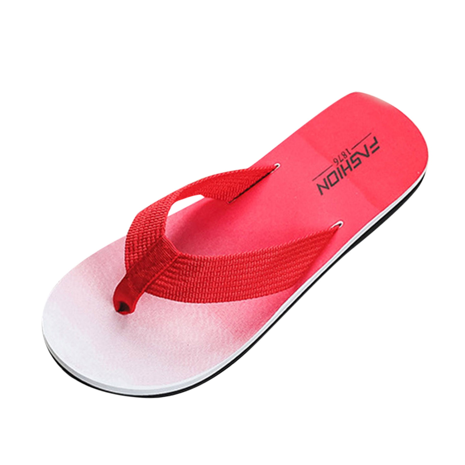KaLI store Flip Flops for Men Mens Flip Flops Leather Thong Sandals Arch Support Beach Slippers Red