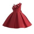 thumbnail image 1 of KaLI_store Flower Girl Dresses for Wedding Flower Girls Satin Tulle Princess Pageant Dress for Wedding Kids Pearls Prom Ball Gowns Red,6-7 Years, 1 of 5