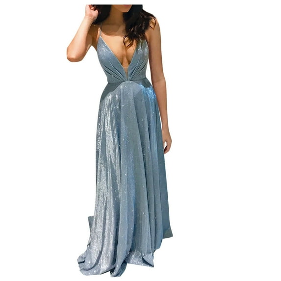 KaLI_store Formal Dress Women's Elegant Bridesmaid Dresses Long Sleeves Formal Evening Gown Party Dress Blue,S