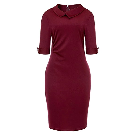 KaLI_store Formal Dresses for Women Evening Party Women Ruffle Sleeve Formal Dresses Evening Party Midi Dress Wedding Guest Midi Bodycon Fishtail Dresses Red,XXL