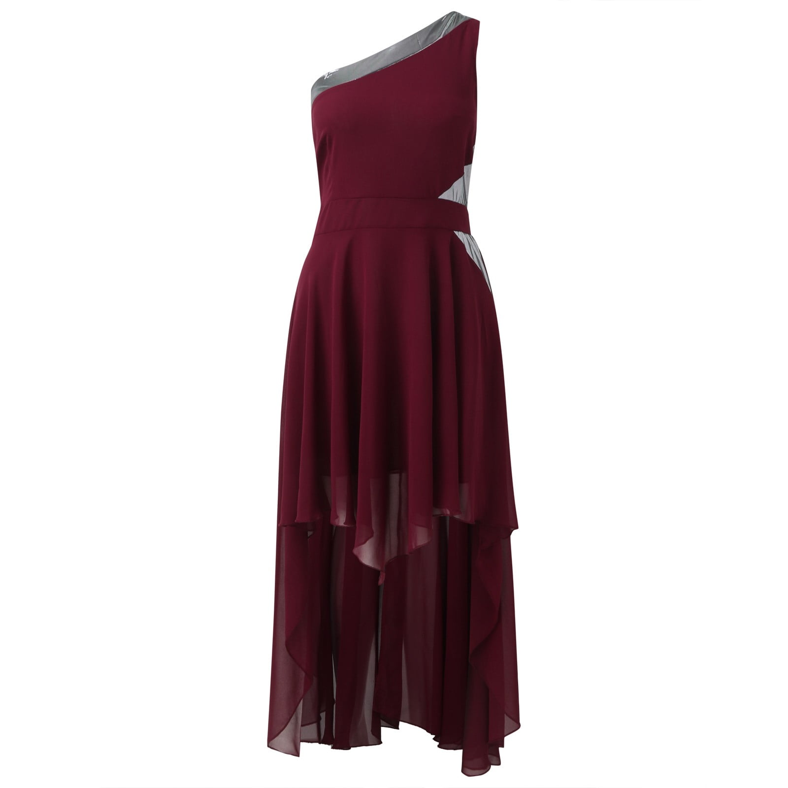 GORGLITTER Women's One Shoulder Floral Maxi Dress With Cape - Wedding Guest & Bridesmaid Dress