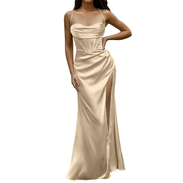 KaLI_store Formal Dresses for Women 2023 Women's Ruched Stripe Sleeveless Knee Length Party Evening Dress Beige,L - Walmart Business Supplies KaLI_store Formal Dresses for Women 2023 Women's Ruched Stripe Sleeveless Knee Length Party Evening Dress Beige,L - Walmart Business Supplies