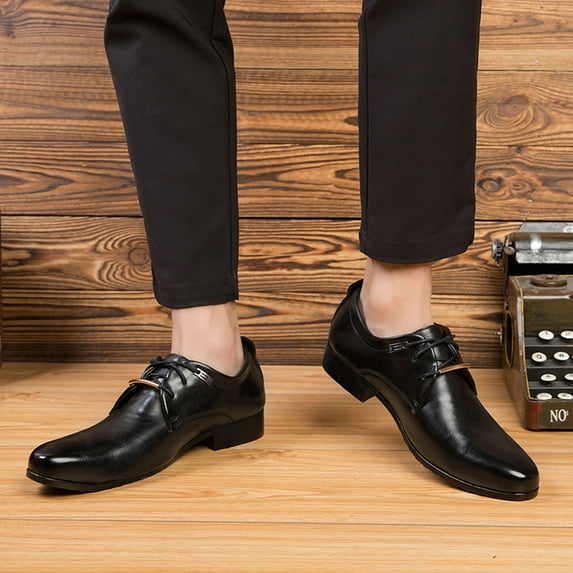 KaLI_store Formal Shoes for Men Dress Shoe Classic Oxford with Leather Lining - Wide Width Available,Black