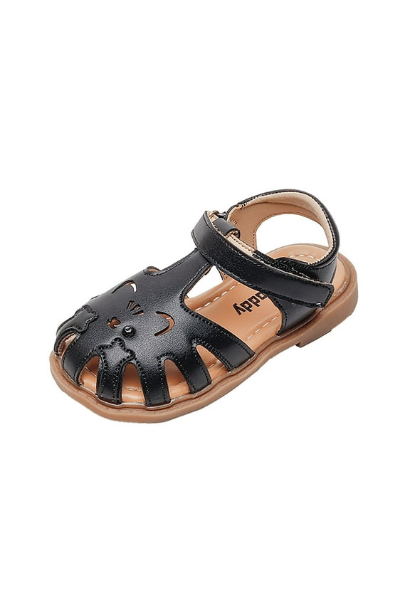 Girl Sandals Girls Sandals Kids Strap Flat Sandals Closed Toe Summer Shoes Casual Sandals for Girls,Black