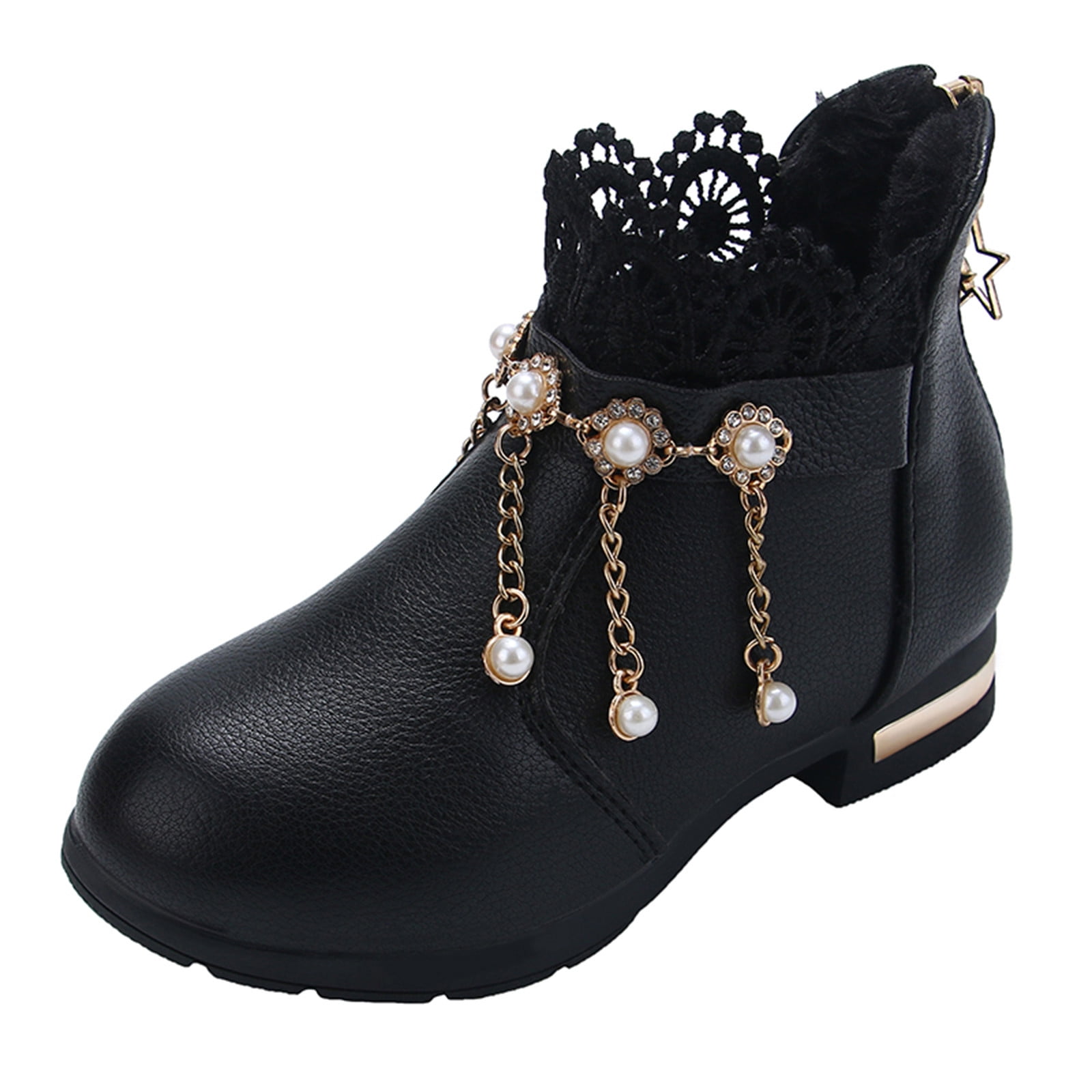 Girls black top ankle boots