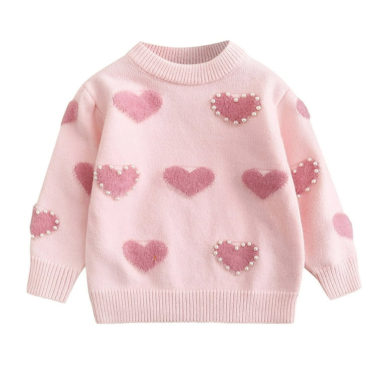 KaLI store Girl s Sweaters Girls Sweaters for Teen Girls Toddler Girl Cute Knit Crewneck Pullover Pink 18 24 Months Walmart
