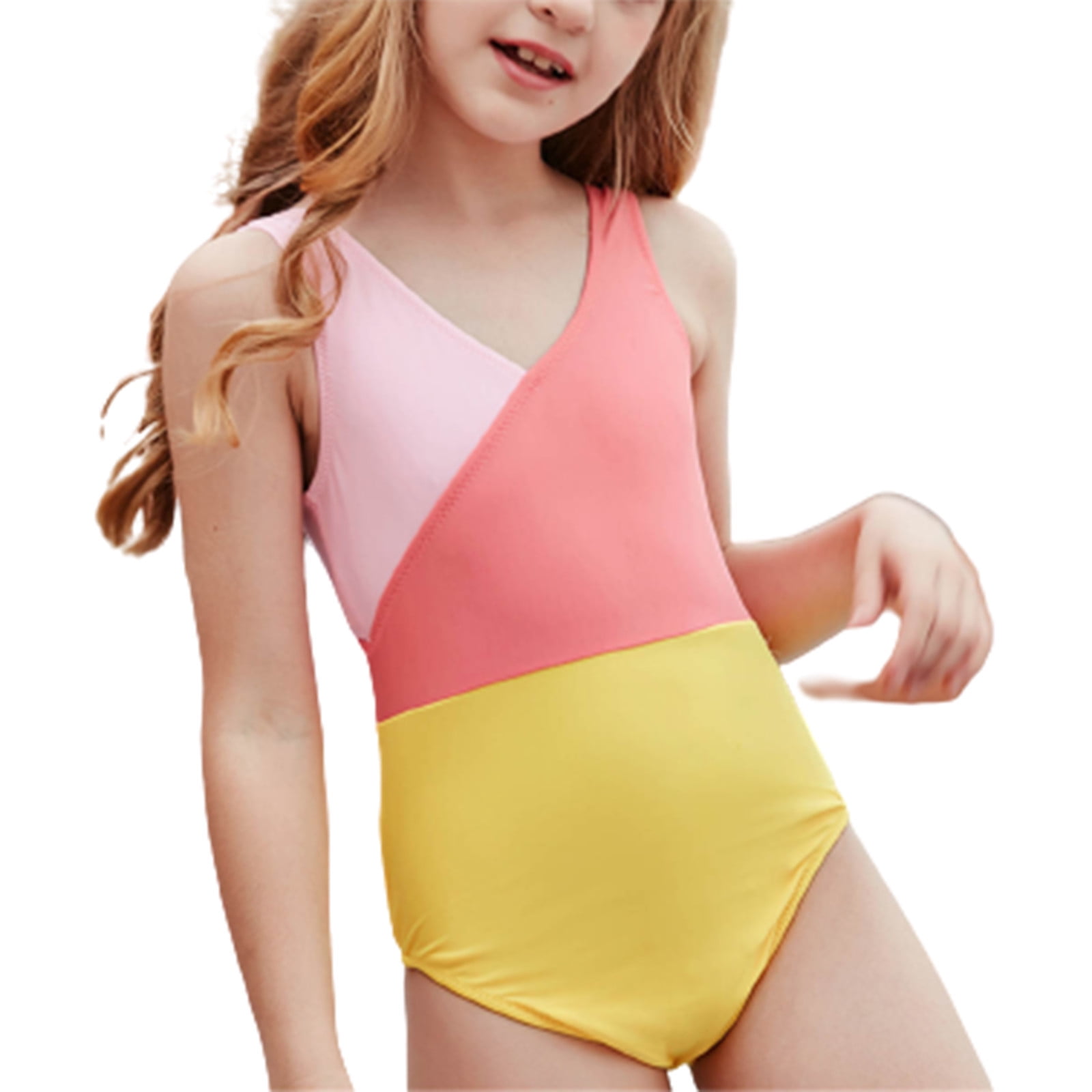 KaLI_store Girls Swimsuits Girl Bikini Swimsuit 2 Piece Bathing Suit Halter  Top Bikini Bottoms Swimming Suit,Pink