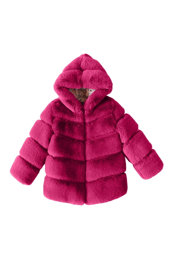 Girls Lightweight Puffer Jacket Girls Winter Coats Warm Jackets Down-like Cotton Wadding Outwear Hot Pink,5-6 Years