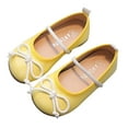 thumbnail image 1 of KaLI_store Girls Sandals Girls Dress Shoes Mary Jane Flower Wedding Party Bridesmaids Shoes Glitter Princess Ballet,Yellow, 1 of 4