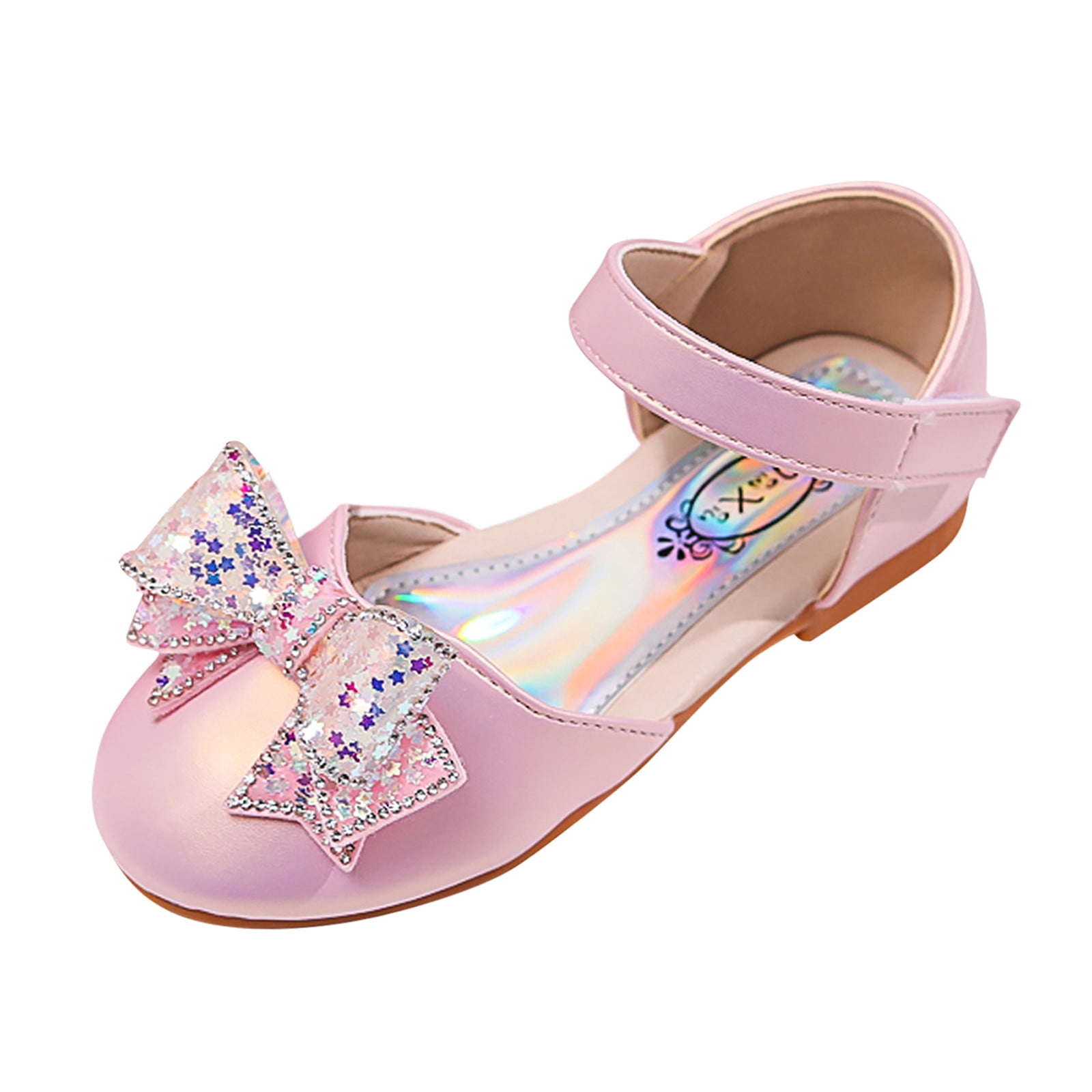 URMAGIC Toddler Kids Dress Shoes Little Girls Rhinestone Glitter Butterfly  Wedding Flat Sandals 