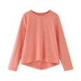 thumbnail image 1 of KaLI_store Girls Tops Girls Long Sleeve Shirts Cotton Ruffle Solid Tunic Tops Tees Blouses Fall T Shirt Orange,8-9 Years, 1 of 5