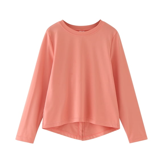 KaLI_store Girls Tops Girls Long Sleeve Shirts Cotton Ruffle Solid Tunic Tops Tees Blouses Fall T Shirt Orange,8-9 Years