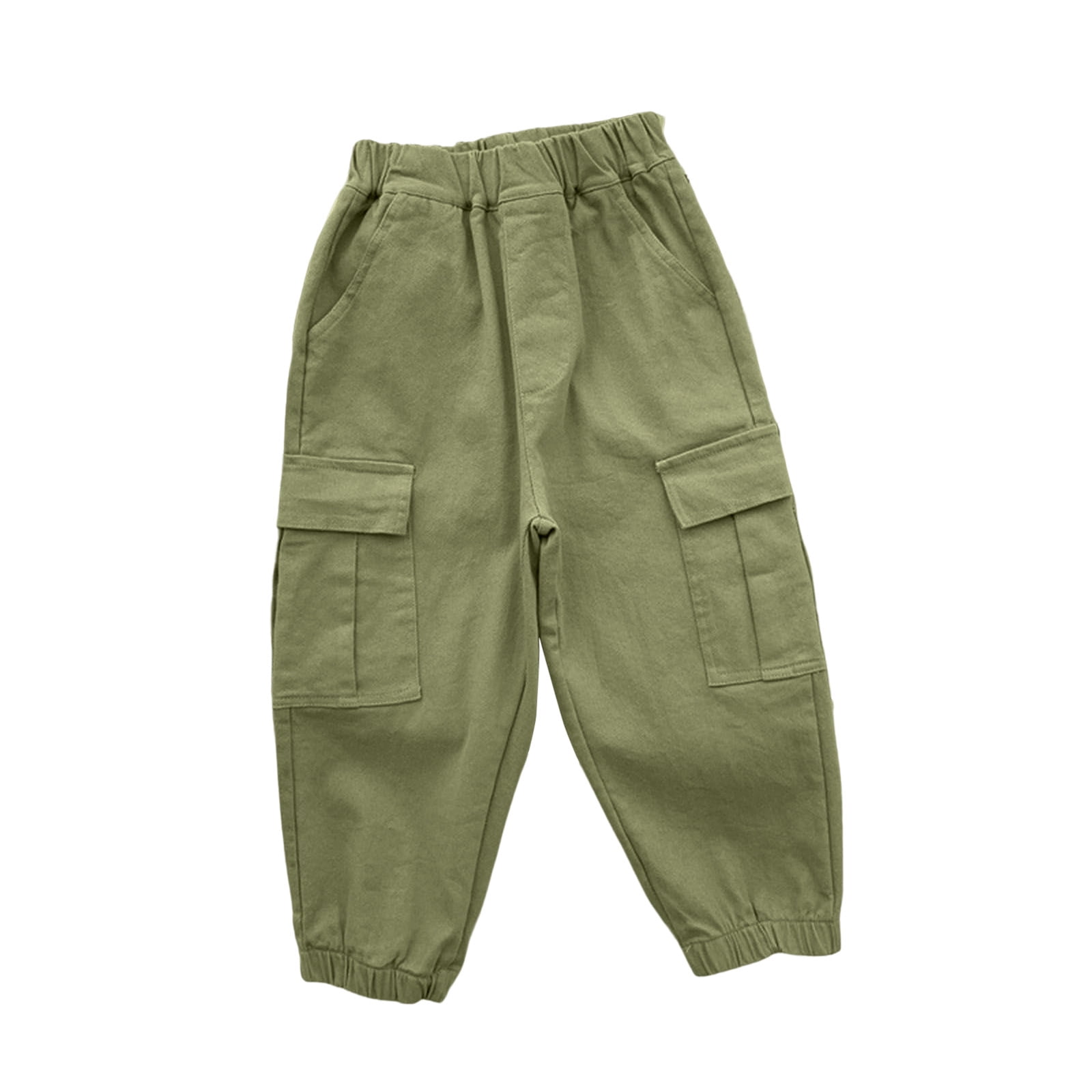 KaLI_store Girls Cargo Pants Kids Pants Wide Leg Pant with Pockets Loose  Stretchy Sweatpants Pants for Girl Khaki,5-6 Years 