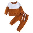 thumbnail image 1 of KaLI_store Going Out Outfits Boys' 2 Piece Hoodie Sweatshirt and Jogger Pants Set Brown,90, 1 of 4