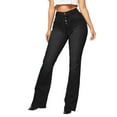 thumbnail image 1 of KaLI_store High Waisted Jeans for Women Women Straight Ripped Jeans Waist Classic Relaxed Fit Distressed Comfortable Denim Pants Black,S, 1 of 5