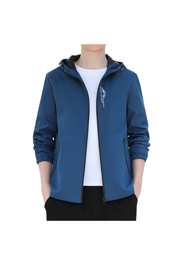 Jackets for Men Fashion Mens Casual Golf Lightweight Windbreaker Jackets Fall Coat Blue,L
