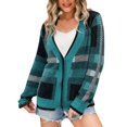 thumbnail image 1 of KaLI_store Jackets for Women Casual Fall Fuzzy Lined Jacket Womens Plaid Flannel Shacket Jacket Lapel Button Fluffy Warm Winter Coat Green,S, 1 of 4
