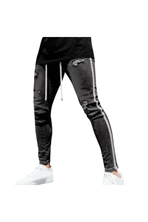 Jeans for Men Mens Jeans Skinny Stretch, High Rise Colored Jeans Expandable Waist 4 Seasons Grey,3XL