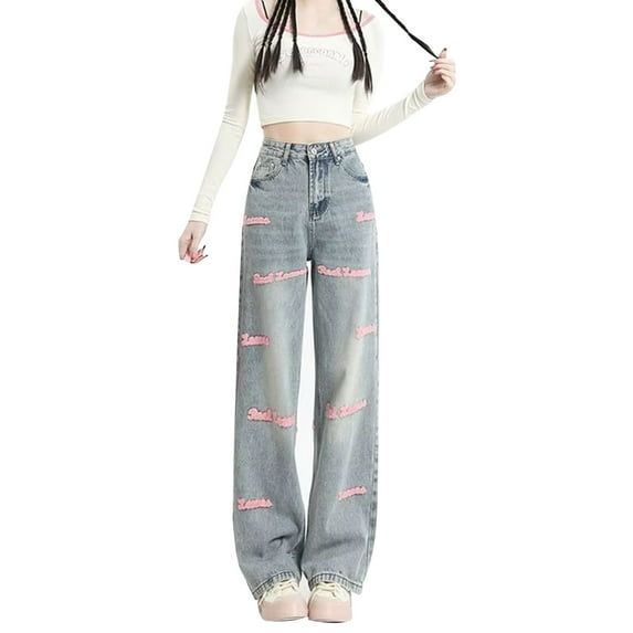 KaLI_store Jeans for Women Womens Ripped Boyfriend Jeans Mid Waisted Distressed Stretchy Denim Pants Red,XS