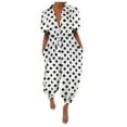 thumbnail image 1 of KaLI_store Jumpsuits for Women Dressy Women's Summer Casual Deep V Neck Short Sleeve Wrap Drawstring Waist Jumpsuit Romper White,XL, 1 of 3
