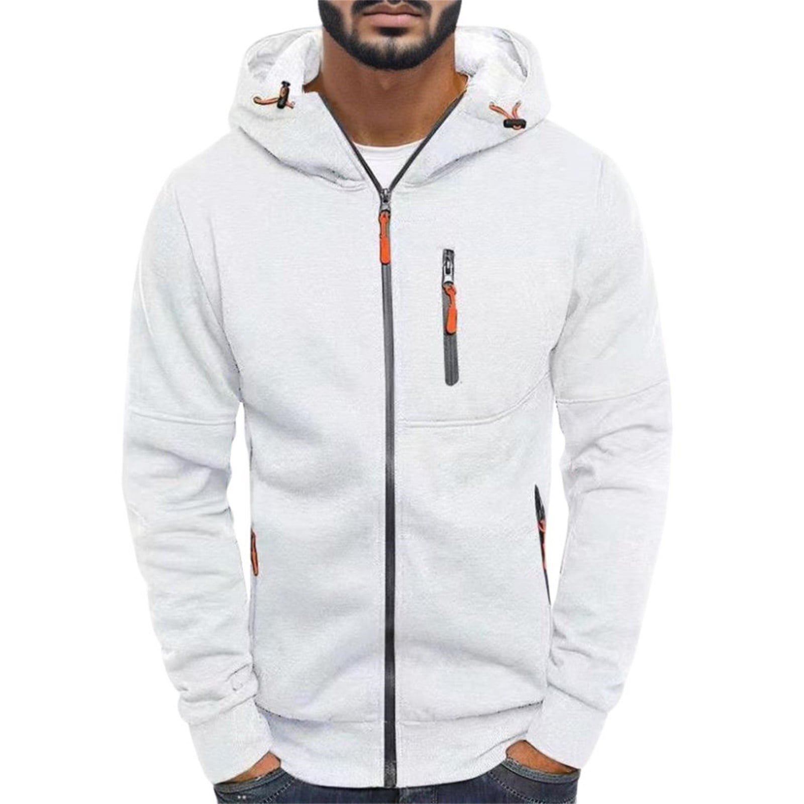 KaLI_store Men Hoodie Men's Cartoon Letter Graphic Drawstring Hoodie Long Sleeve Pocket Sweatshirts White,XXL