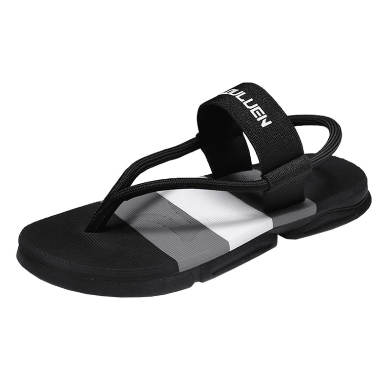 Men\'s All Black Flip Flops With Arch Support Summer Outdoor Beach Sandals Ohana Men main image 4