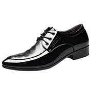 KaLI_store Men Shoes Men's Dress Shoes Black Brown Cow Leather Oxfords Business Casual Shoes,Black