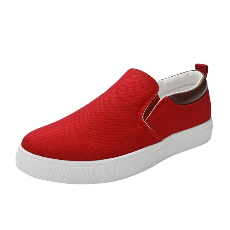 KaLI_store Men Shoes Mens Stylish Casual Shoes Lightweight Comfort Loafers  Walking Fashion Sneakers,Red 