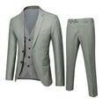 thumbnail image 1 of KaLI_store Men's 3-Piece Suit Set with Jacket, Vest, and Expandable Waist Dress Pants(Grey,L), 1 of 4