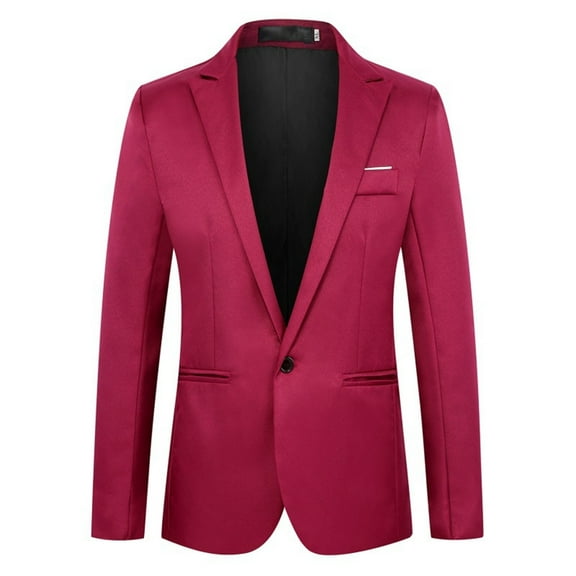 KaLI_store Men's Blazer Jacket Casual Men's Suit Blazer Jackets Casual Slim Fit Sports Coats Lightweight Red,M