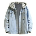thumbnail image 1 of KaLI_store Men's Jeans Jacket Men's Denim Jacket Classic Slim Fit Casual Button Down Trucker Jean Coat Light Blue,5XL, 1 of 5