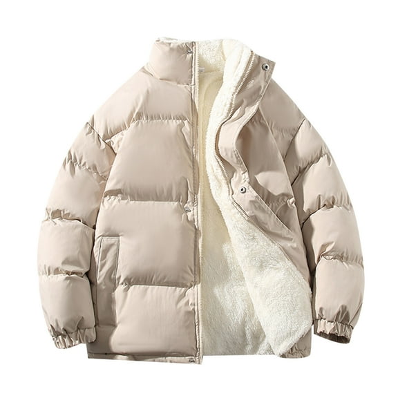 KaLI_store Men's Parka Coat Long Sleeve Parkas Coats for Men Solid Casual Stand-up Collar Down Jacket Coats White,3XL