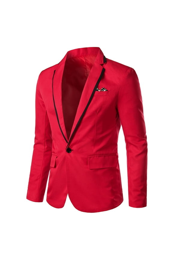Men's Sport Coats & Blazers Mens Casual Suit Blazer Jackets Stand Collar Business Sport Coats Red,XL