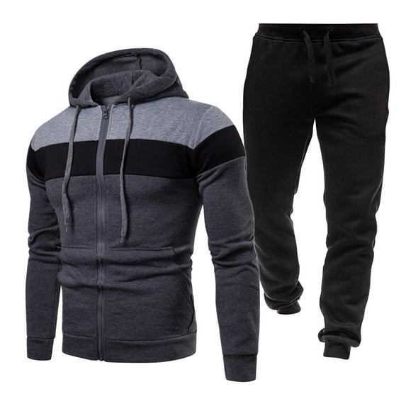KaLI_store Men's Tracksuits Men's 2 Piece Tracksuit Pullover Hoodies Active Sweatsuits Casual Jogging Suit Sets A,M