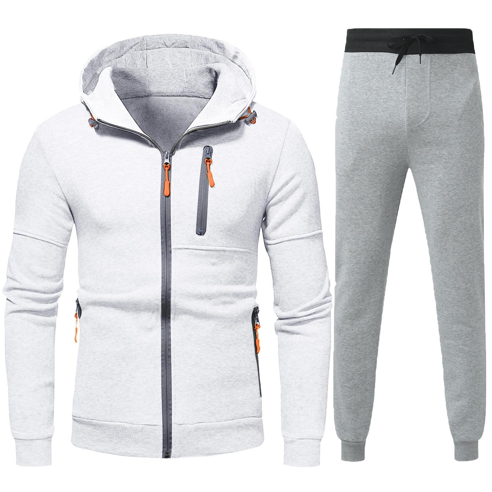 KaLI store Men s Tracksuits Men s Tracksuit 2 Piece Half Zip Polo Sweatsuits for Mens Casual Running Jogging Sport Suit Sets White 4XL