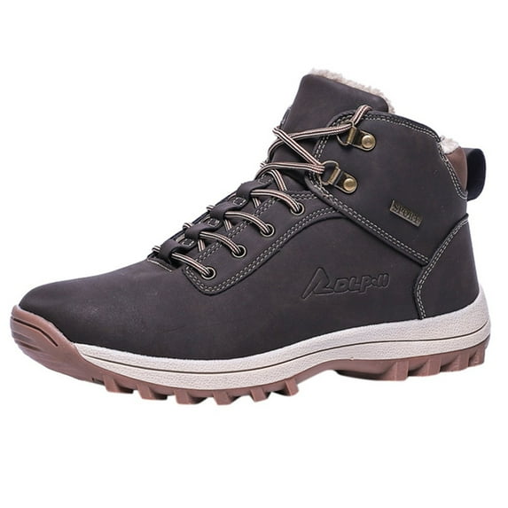 KaLI_store Men's Work Boots Mens Winter Snow Boots Warm Shoes Lightweight Outdoor Hiking Boots for Men Coffee,12