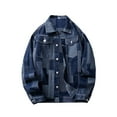 thumbnail image 1 of KaLI_store Mens Denim Jacket Men's Casual Classic Denim Jean Jacket Slim Fit Patchwork Design Trucker Coat Blue,2XL, 1 of 4