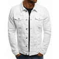 thumbnail image 1 of KaLI_store Mens Denim Jacket Men's Casual Classic Denim Jean Jacket Slim Fit Patchwork Design Trucker Coat White,3XL, 1 of 4