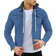 thumbnail image 1 of KaLI_store Mens Denim Jacket Men's Denim Jacket Casual Regular Fit Button Down Long Sleeve Jean Trucker Jacket Blue,M, 1 of 4