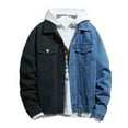 thumbnail image 1 of KaLI_store Mens Denim Jacket Men`s Vintage Label Collar Denim Jeans Jacket Trench Coat Blue,L, 1 of 4