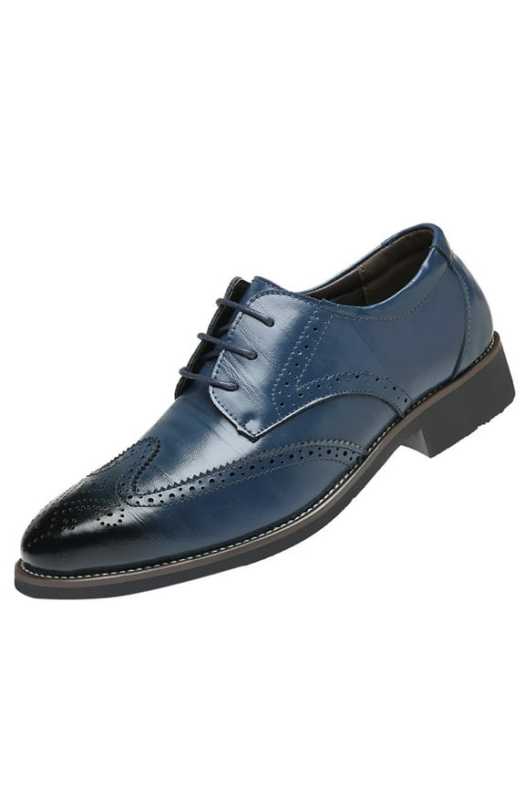 Mens Dress Shoes Mens Business Casual Shoe Leather Shoe for Men Oxford Shoe Mens Casual Dress Shoe for Easy Walking Casual Shoe,Blue